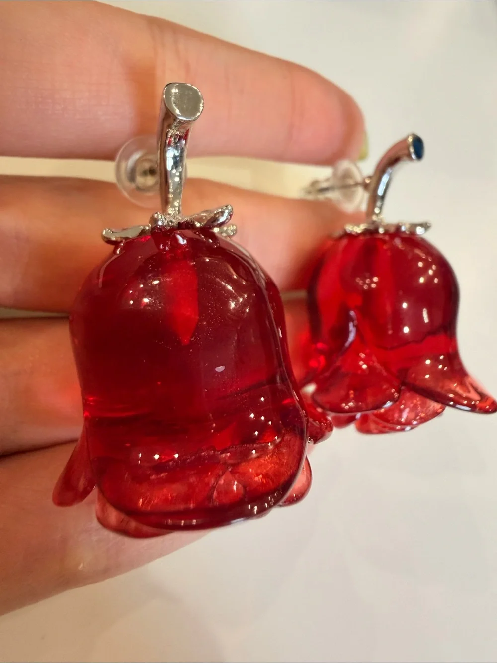 Red Rose Stud Earrings